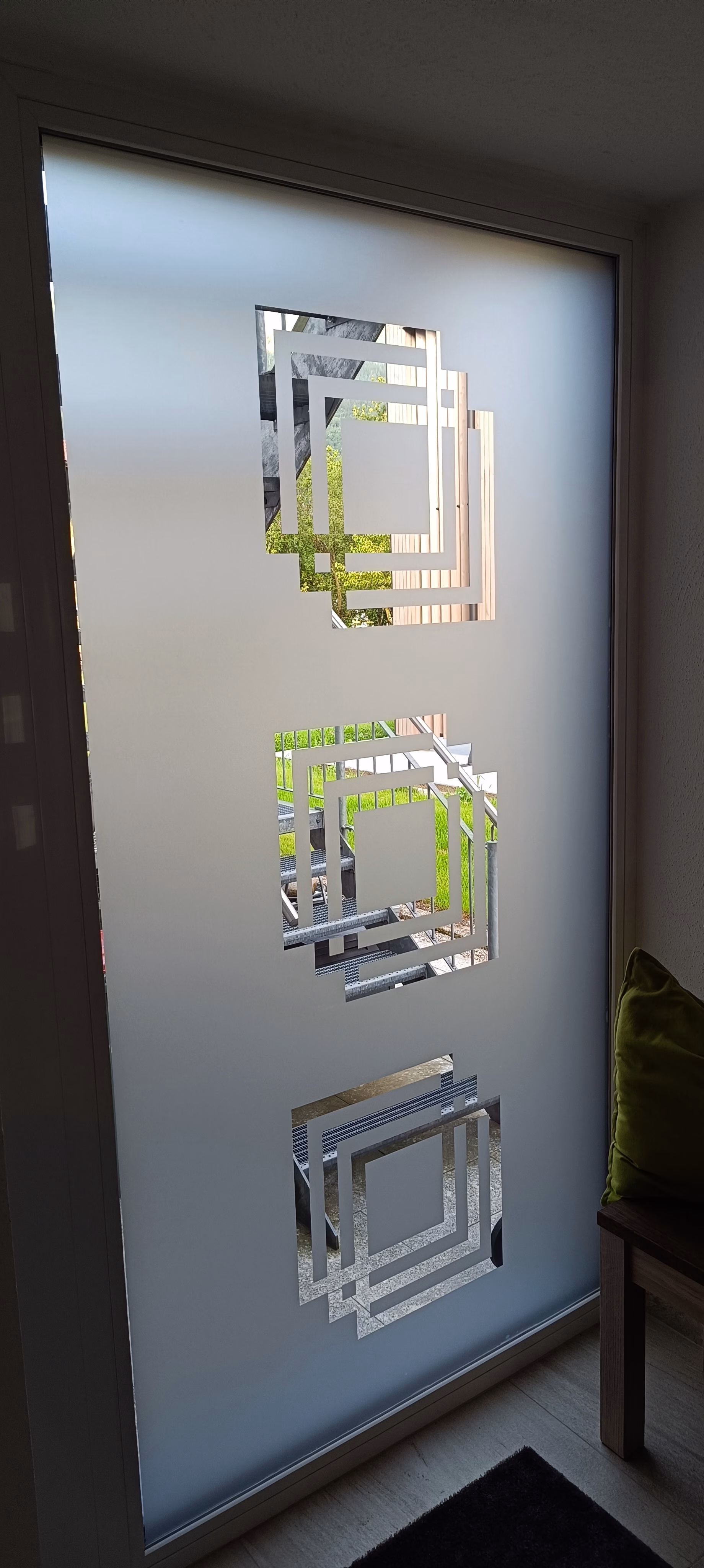Glasdekor für Türen, überlappende Quadrate