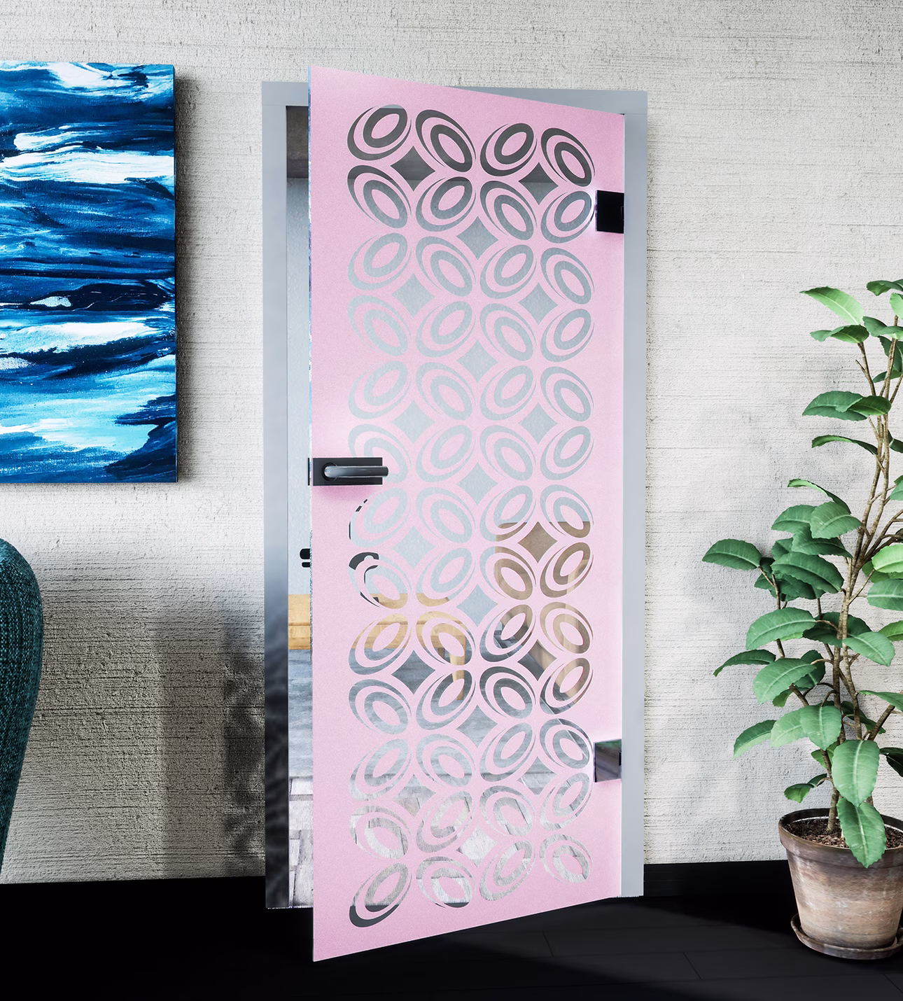 Glasdekor Hypnose pastell rosa matt