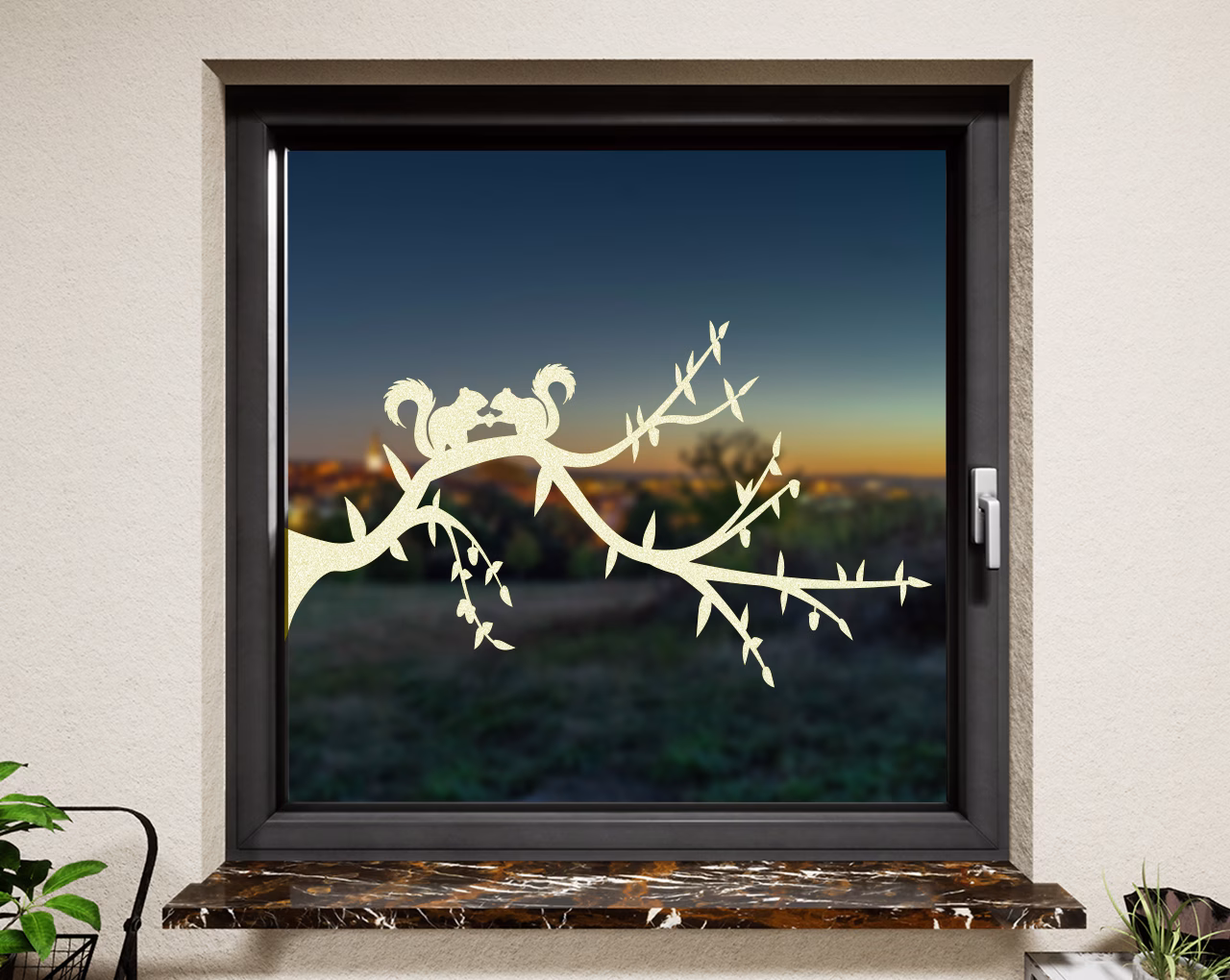 Fenstertattoo Eichhörnchen pastell gelb matt