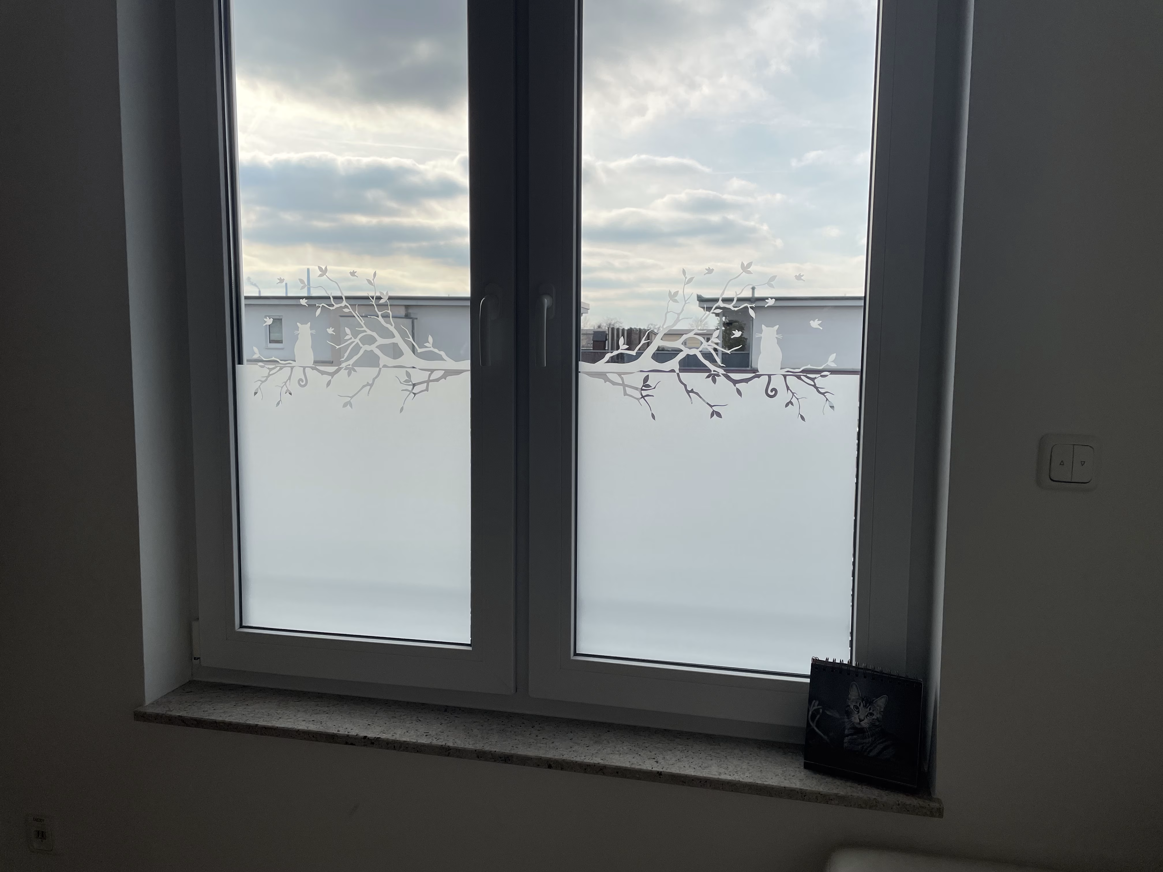 Glasdekor für Fenster, Katze