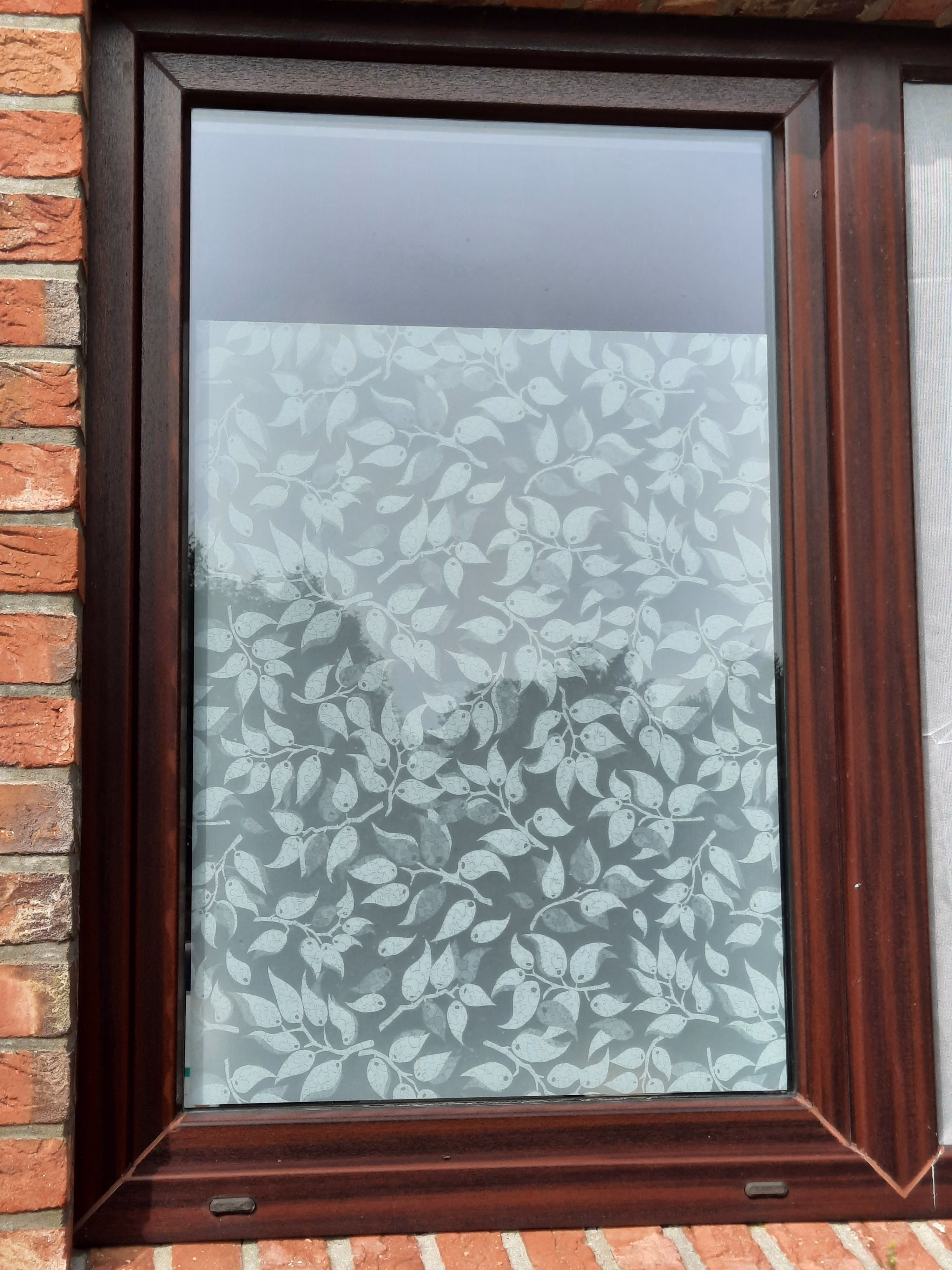 Sichtschutz Fensterfolie mit weißen Blättern auf weißem Grund Sichtschutz Fensterfolie mit weißen Blättern auf weißem Grund