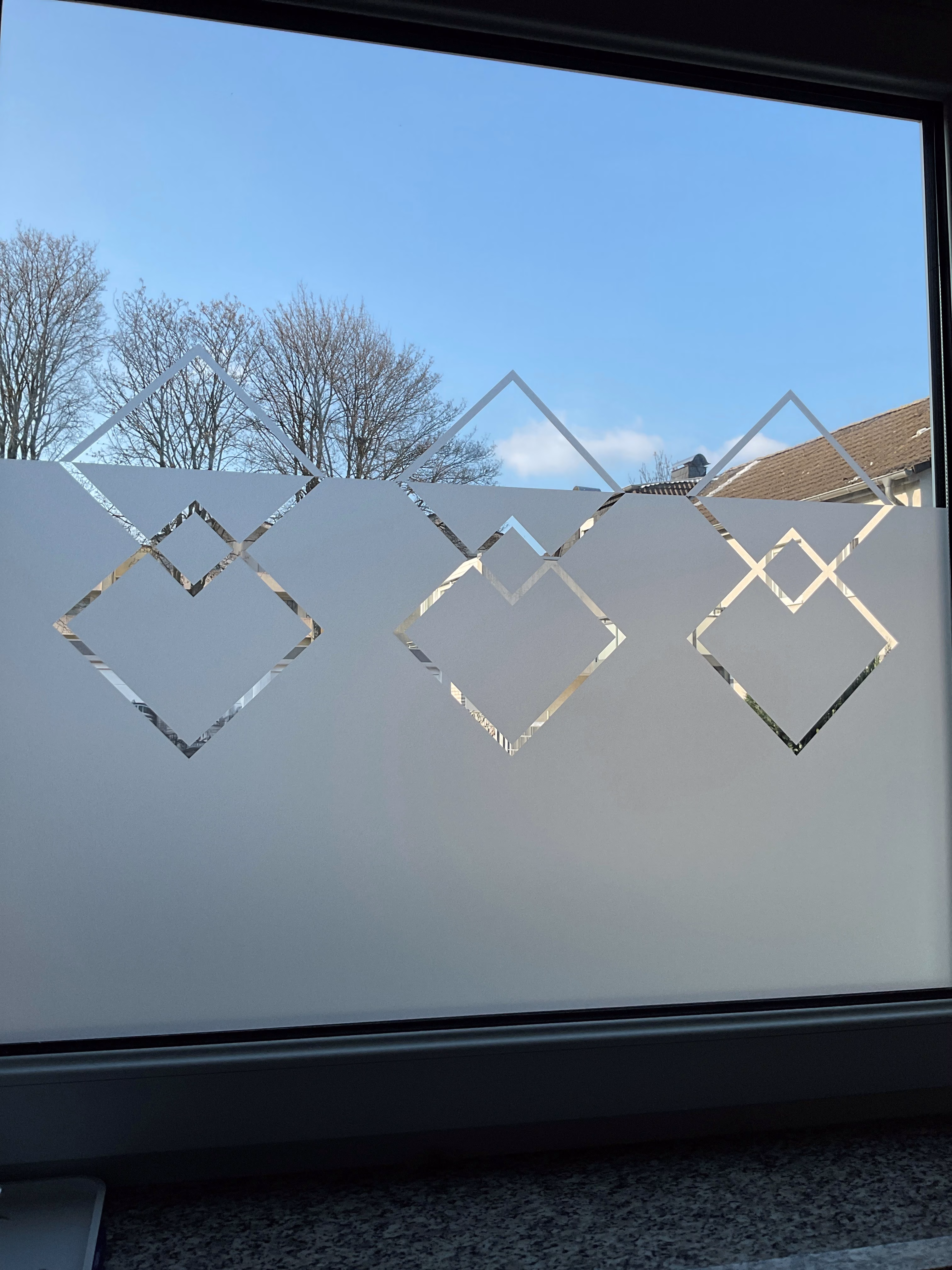 Glasdekor für Fenster, Quadrate