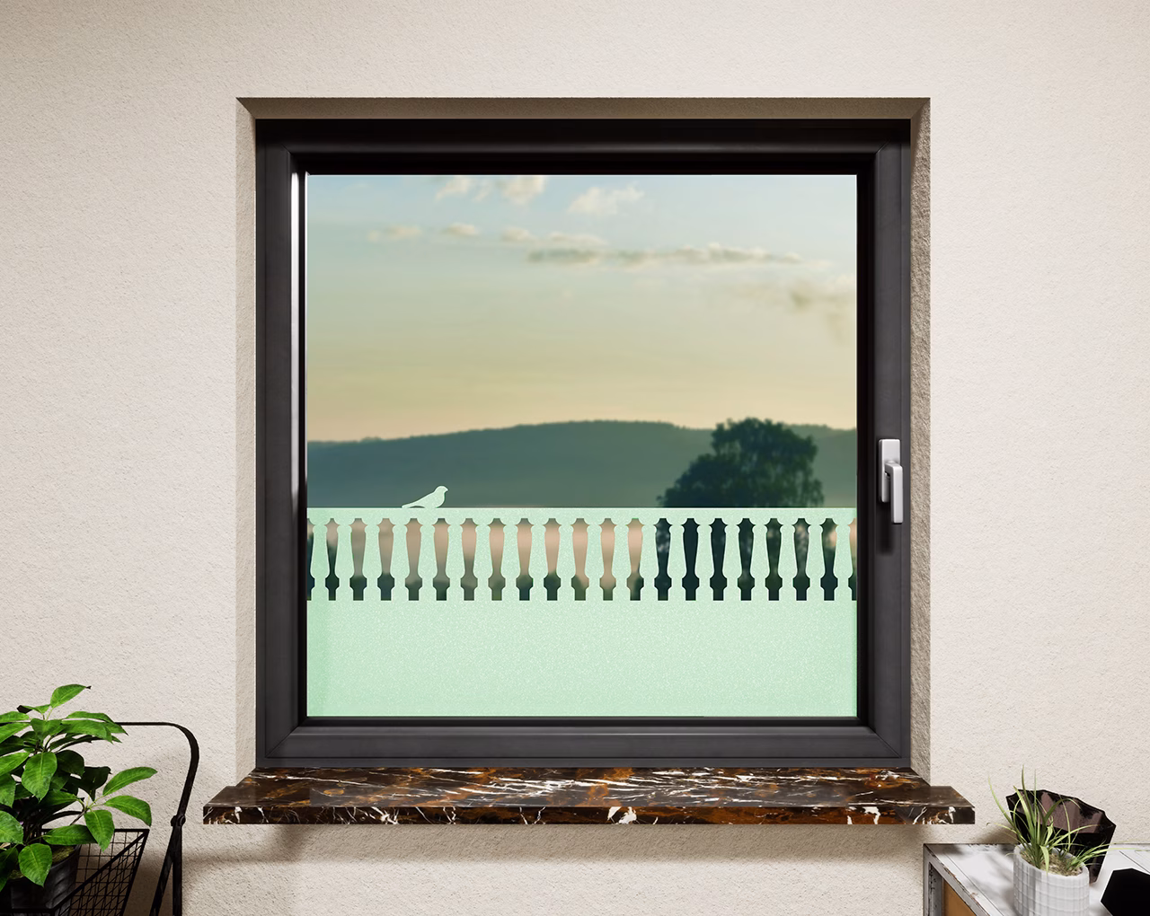 Glasdekor Veranda pastell grün matt