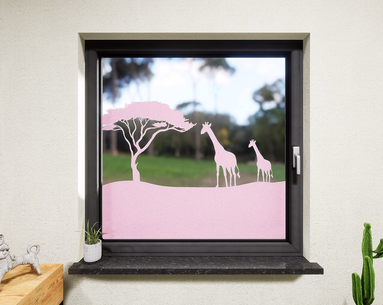 Glasdekor Savanne pastell rosa matt