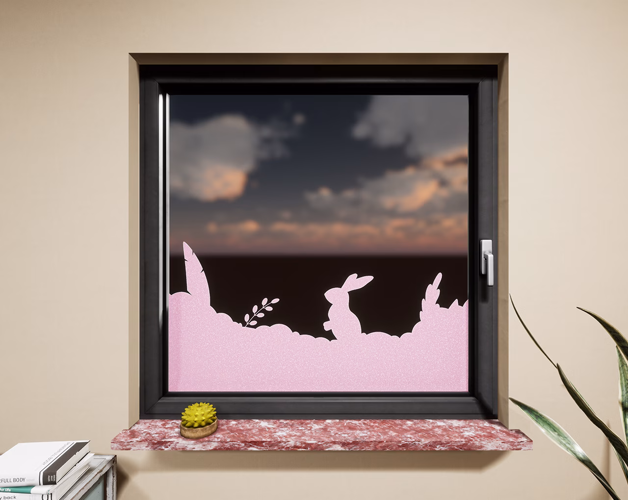 Glasdekor Hase pastell rosa matt