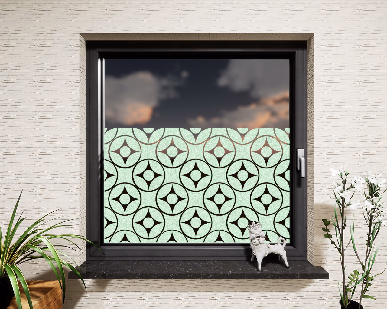 Glasdekor Mandala pastell grün matt
