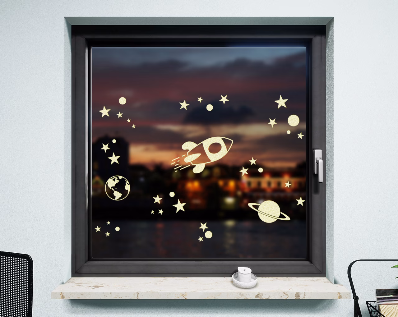 Fenstertattoo Rakete pastell gelb matt
