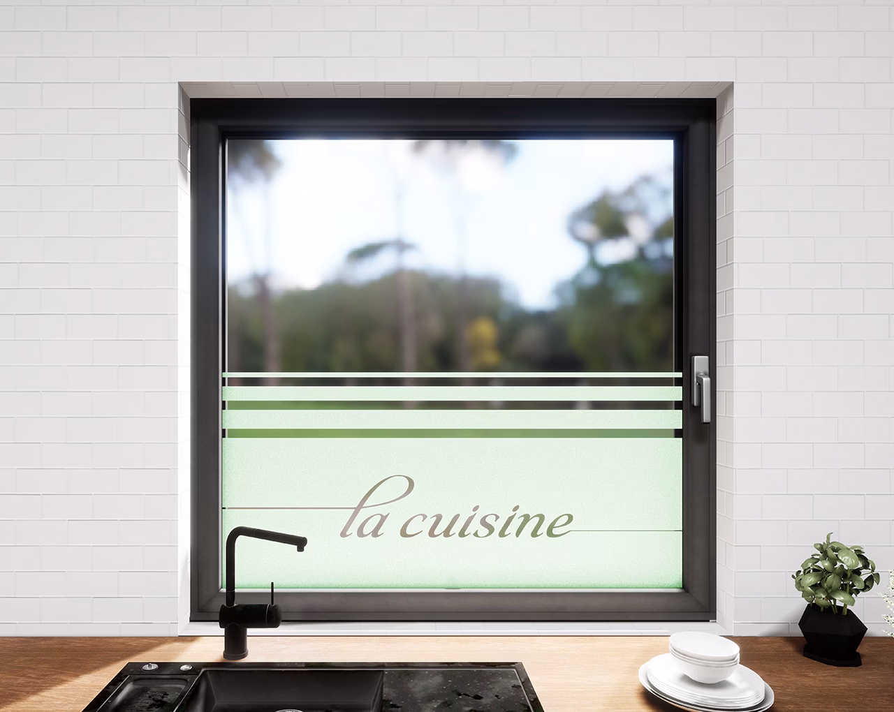 Glasdekor La cuisine pastell grün matt