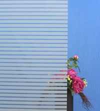 Dekorfolie, horizontale transparent-weiße Streifen, Breite 18 mm