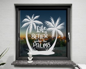 Fenstertattoo Palmen weiß matt