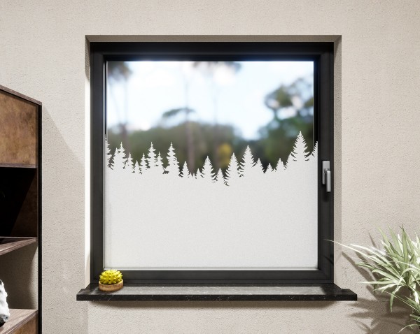 Glasdekor für Fenster, Tannenbäume