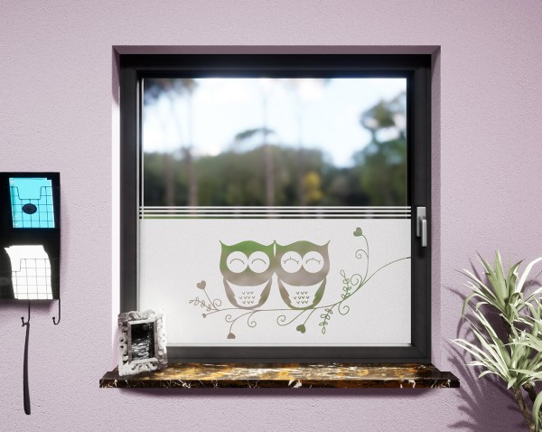 Glasdekor für Fenster, Eulenpaar