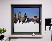 Glasdekor Skyline London weiß matt