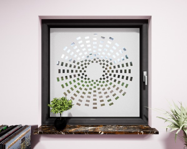 Glasdekor für Fenster, Sonne im Kreisdesign