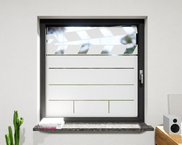Glasdekor für Fenster, Filmklappe