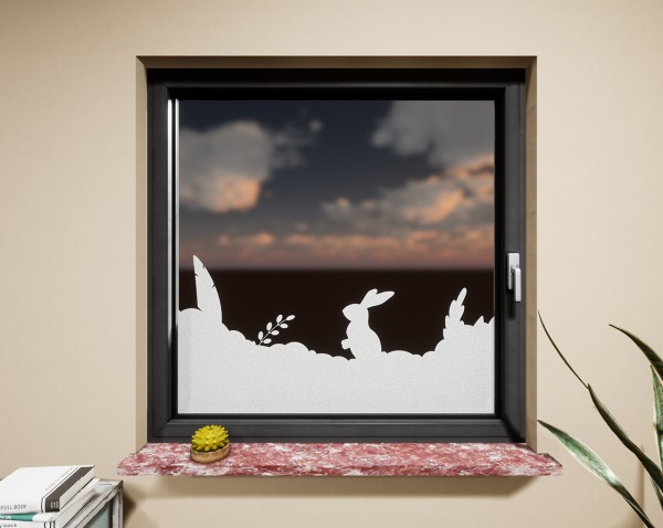 Glasdekor für Fenster, Hase