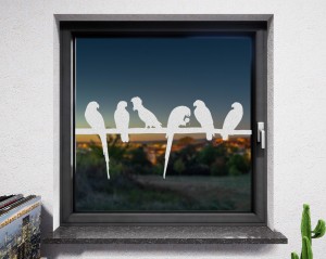 Fenstertattoo Vögel weiß matt